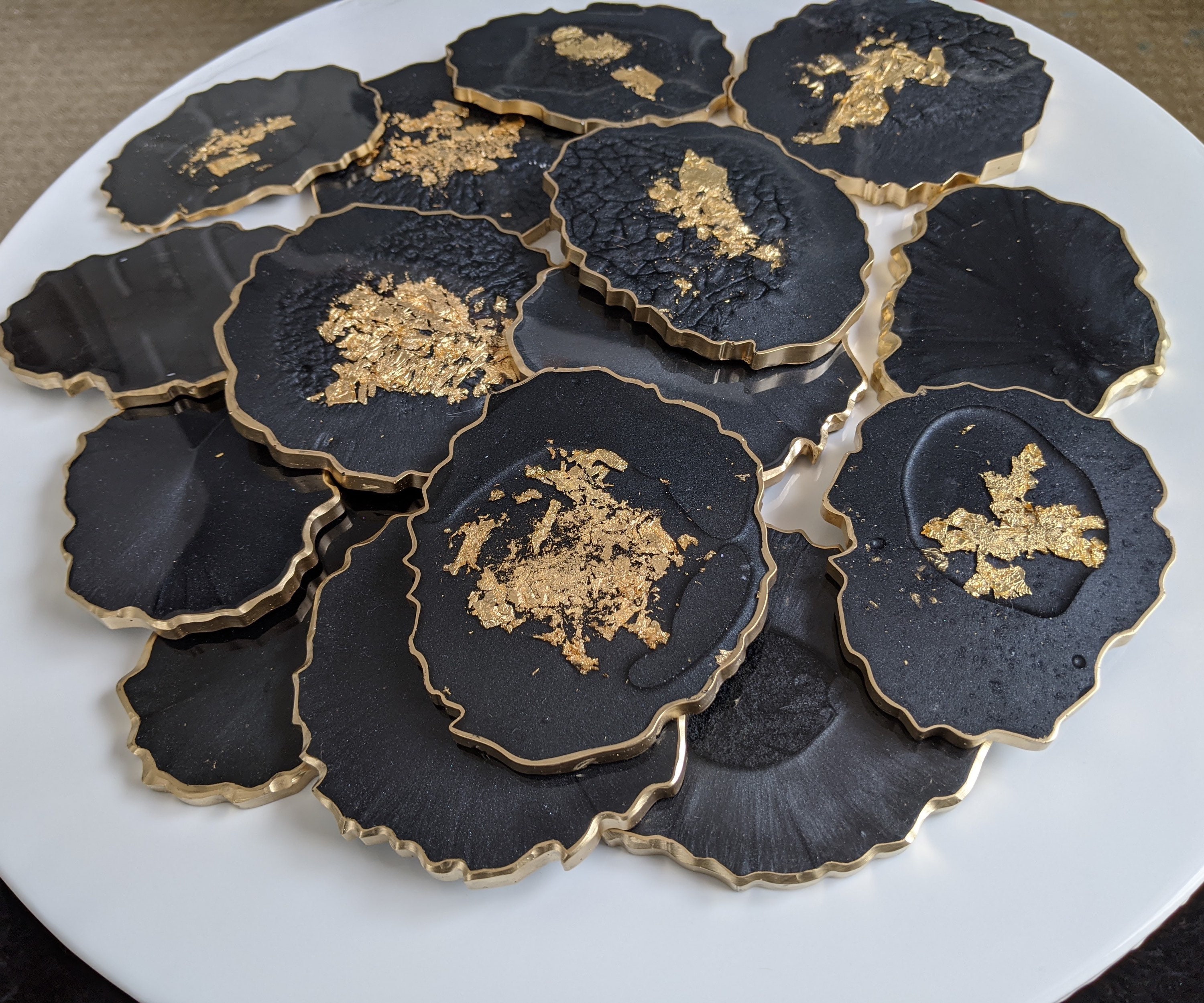 Double-sided coaster sets large resin coasters irregular | Etsy