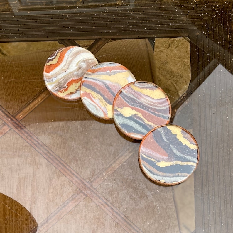 Handmade Geode Style Coasters in Bronze and Gold Colors, Thick Epoxy ...