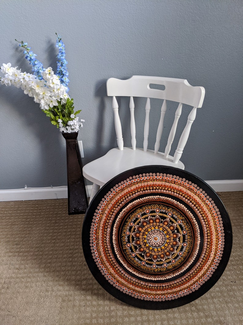 Hand Painted Wall Hanging on Solid Wood 24 Dot Mandala Etsy