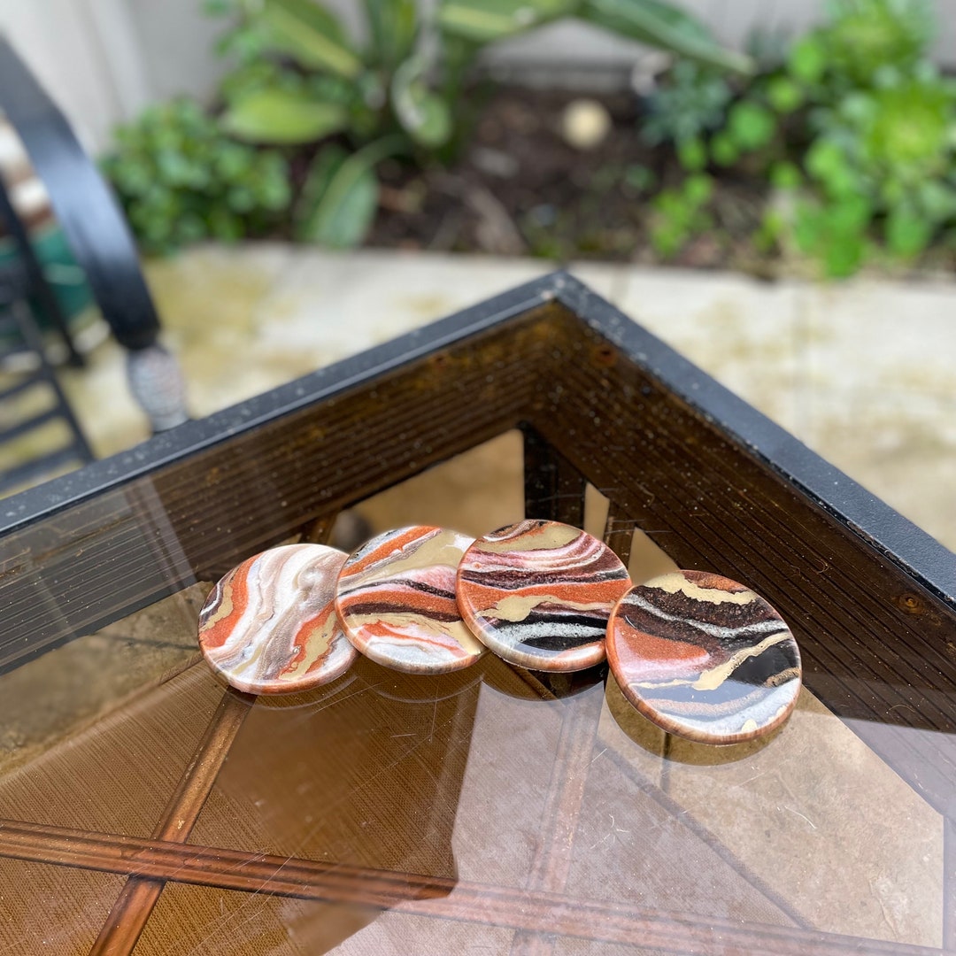 Handmade Geode Style Coasters in Bronze and Gold Colors, Thick Epoxy ...