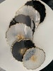 Black & white coaster sets, epoxy resin coasters, black and gold, white and gold, large irregular coasters, gold accent decor