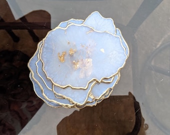 White and gold resin coaster set, irregular coasters, random shape, handmade geode agate coasters, large coasters