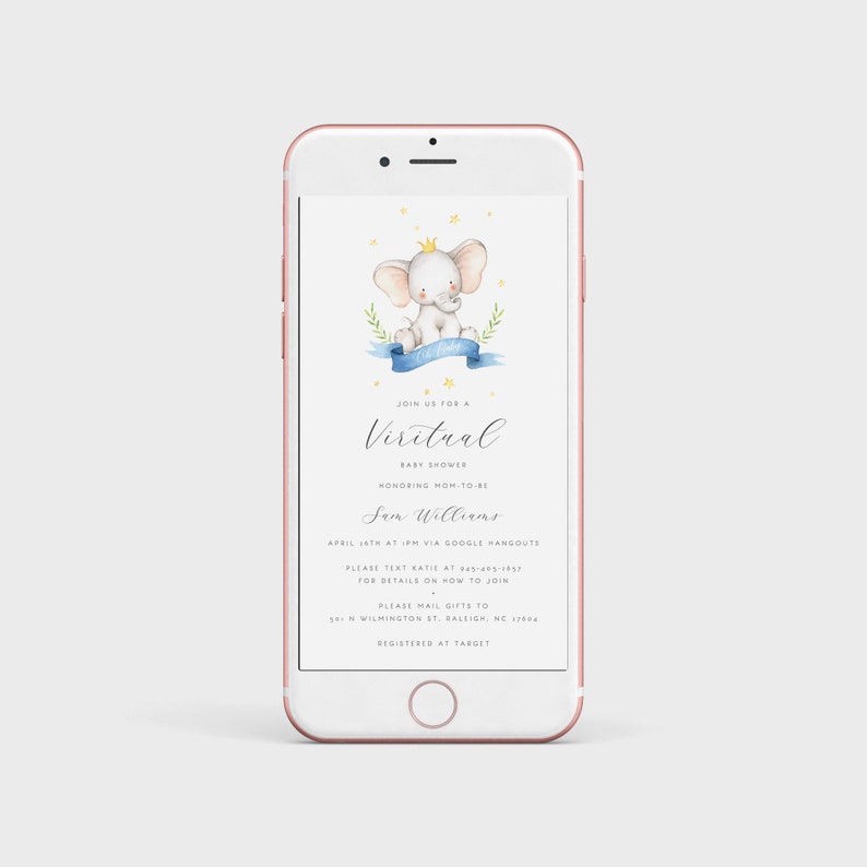 Virtual Baby Shower Boy Baby Shower Digital Invite Text Etsy