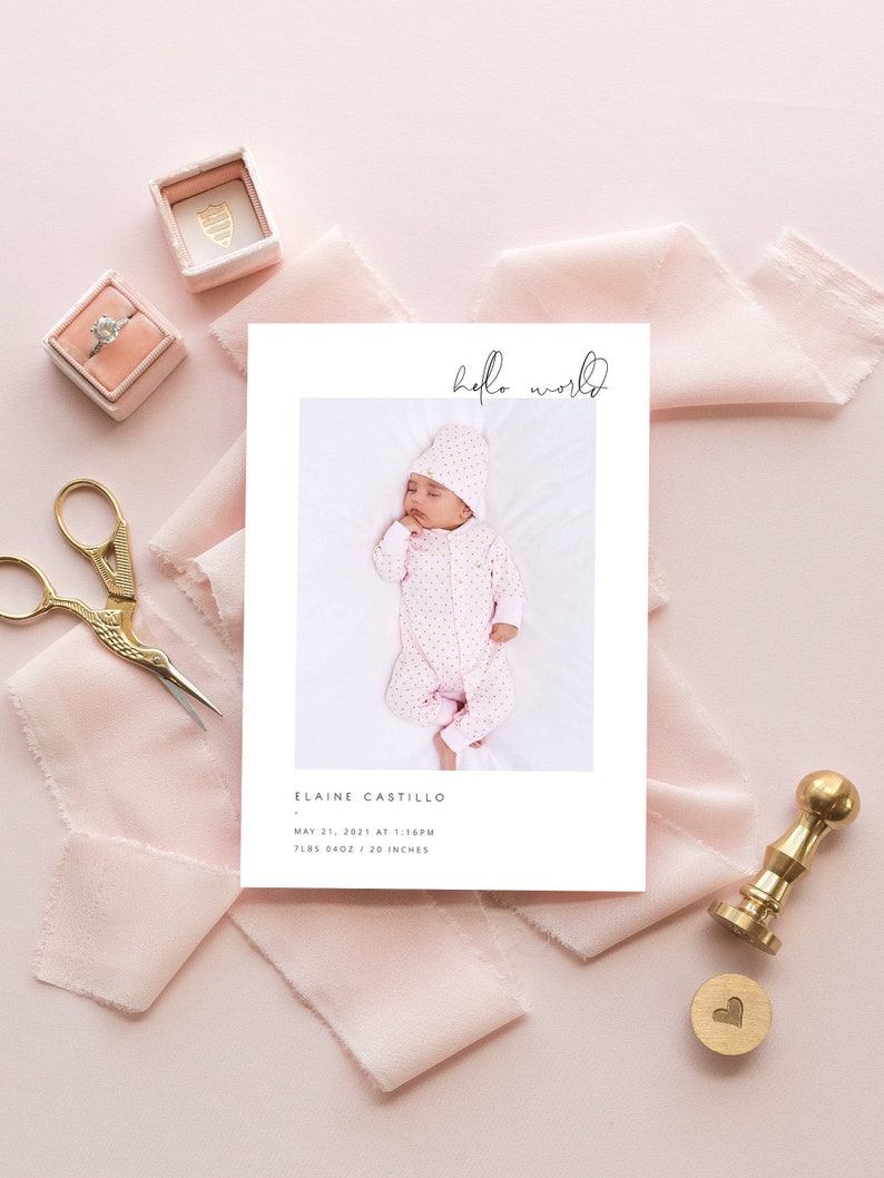 Birth Announcement Card Photo Birth Announcement Card Etsy