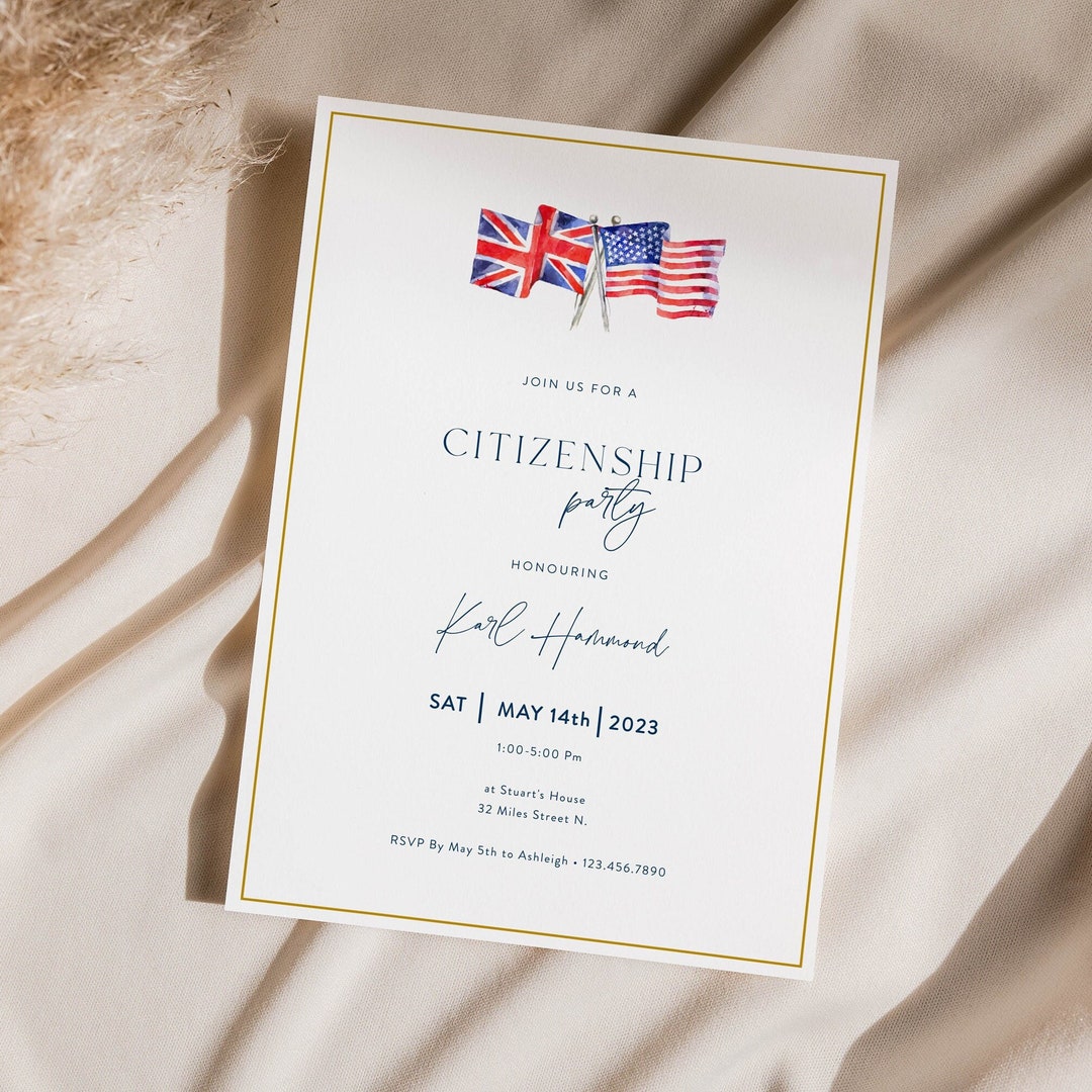 Citizenship Party Invitation, Citizenship Celebration, Naturalization