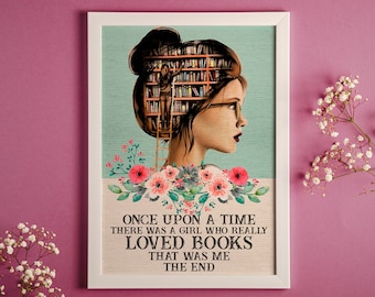 Black Cat The Time There Was A Girl Who Really Loved Books /& Cats Canvas Framed
