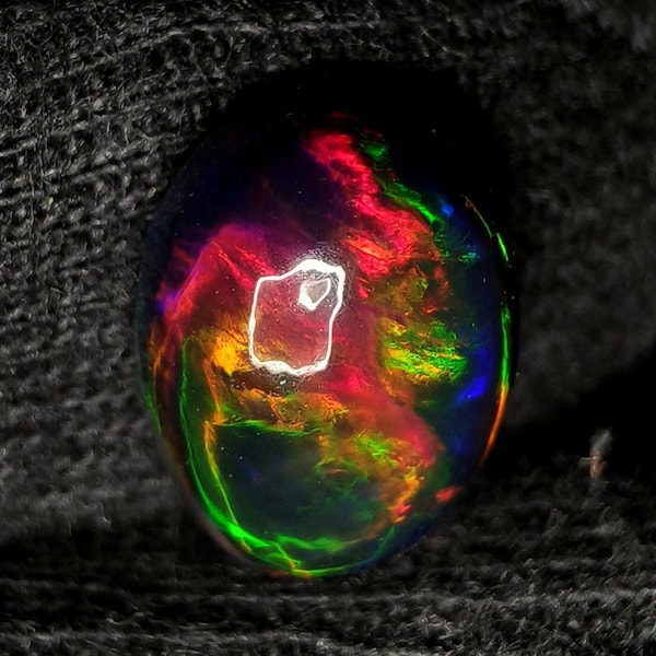 3.50 Carat Rare Natural Black Ethiopian Opal Top Quality Multi Fire Ethiopian Opal Oval Shape Amazing Loose Stone For Making Jewelry