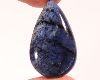 Immaculate Top Quality Natural Dumortierite Pear Shape Cabochon Loose Gemstone For Making Jewelry 31.60 Ct 33X20X6 MM SA-4136