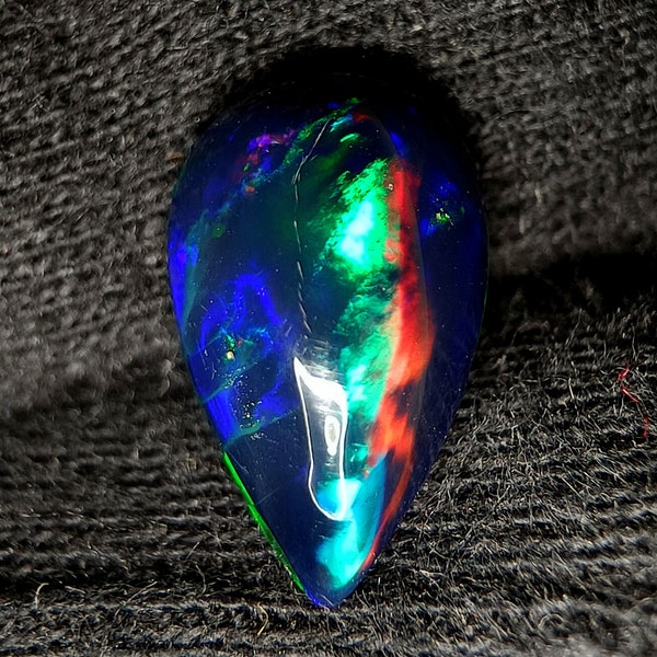 2.40 Carat Rare Natural Black Ethiopian Opal Top Quality Multi Fire Ethiopian Opal Pear Shape Amazing Loose Stone For Making Jewelry