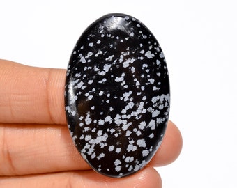 Awesome Top Grade Quality 100% Natural Snowflake Obsidian Oval Shape Cabochon Loose Gemstone For Making Jewelry 60.5 Ct. 44X28X7 mm SA-3427