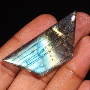 Natural Multi Labradorite Cabochon: Fancy Gemstone (56x24x7 MM, 73.00 Ct)