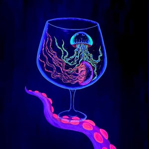 Fluorescent acrylic painting - Black light