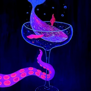 Fluorescent acrylic painting Black light