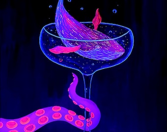 Fluorescent acrylic painting Black light