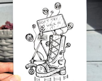 Ink surreal fantasy illustration - surrealist art