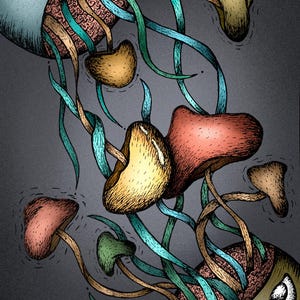 Fairy tale postcard - mushroom art