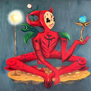 Surrealism oil painting &quot;Humorous joke of Universe&quot;, 50x60 cm