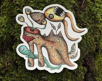 Pegatina de vinilo surrealista: obra de arte de cuento de hadas