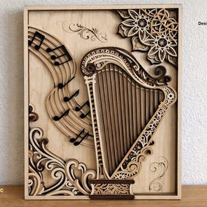 Layered Harp instrument Multilayer Laser Cut Files – SVG Glowforge Files | laser cutting files | laser cut file