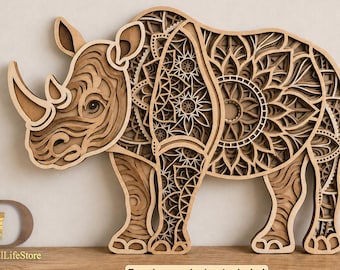 Rhino Multilayer laser cut files,laser cut,cnc router files,cricut files ,glowforge files,Rhino laser cutting files,laser cut file