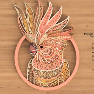 layered bird Cockatoos svg dxf,laser cut files,wall decor laser cut,cnc files,cricut glowforge files,laser cutting parrot laser cut file