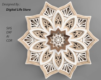 Layered Mandala Laser Cut File SVG, Multilayer Wall Decor for xTool & CNC Router