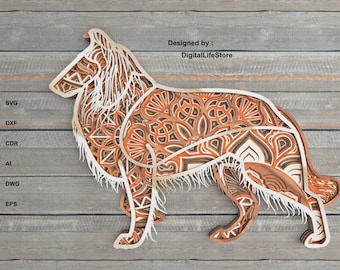 9-Layered Dog Mandala SVG: Laser Cut Files