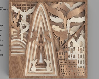 Wall decor Multilayer Laser Cut Files SVG Glowforge files