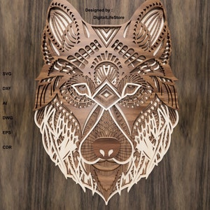 Download 3d Mandala Svg Wolf Svg Laser Cut Files Layered Wolf S Etsy