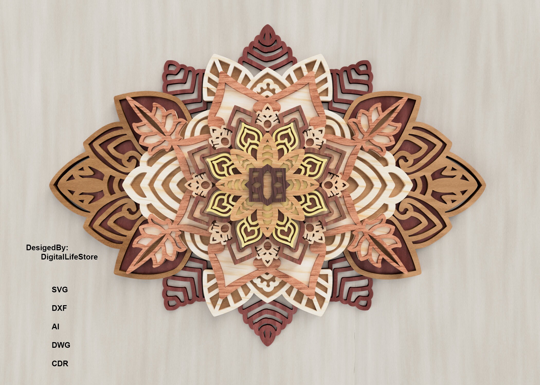 Layered Mandala Multilayer Laser Cut Files,laser Cut,cnc Router Files ...