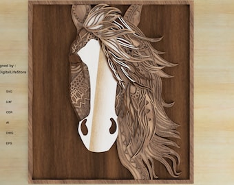horse layered svg LASER CUT FILES,cnc router files,cnc files,lare cut,cut files,cricut file svg,layered svg horse laser cut files