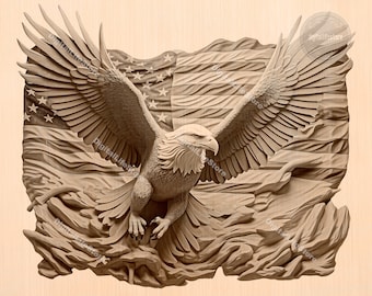 3D Eagle & USA Flag Laser Engraving Files: Glowforge Ready
