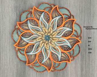 layered swivel Mandala svg laser cut files,laser cut svg,cnc file,laser cut Mandala,glowforge files cricut,layered mandala laser cut file