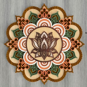 file di taglio laser Mandala in formato SVG a strati, taglio laser CNC in formato SVG, file del router CNC, loto tagliato al laser, file Cricut in formato SVG, file di taglio laser per incisione mandala