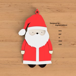 Layered Santa Ornament SVG Laser Cut File: 2-Layer Design