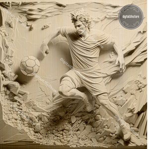 Fußball Spieler 3D Illusion Laser Gravur Dateien mit glowforge Einstellung,Fußball Gravur Datei Laser cut Dateien