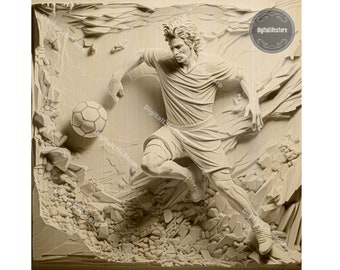 Soccer player 3d Illusion laser engraving files with glowforge setting ,Soccer engraving file laser cut files