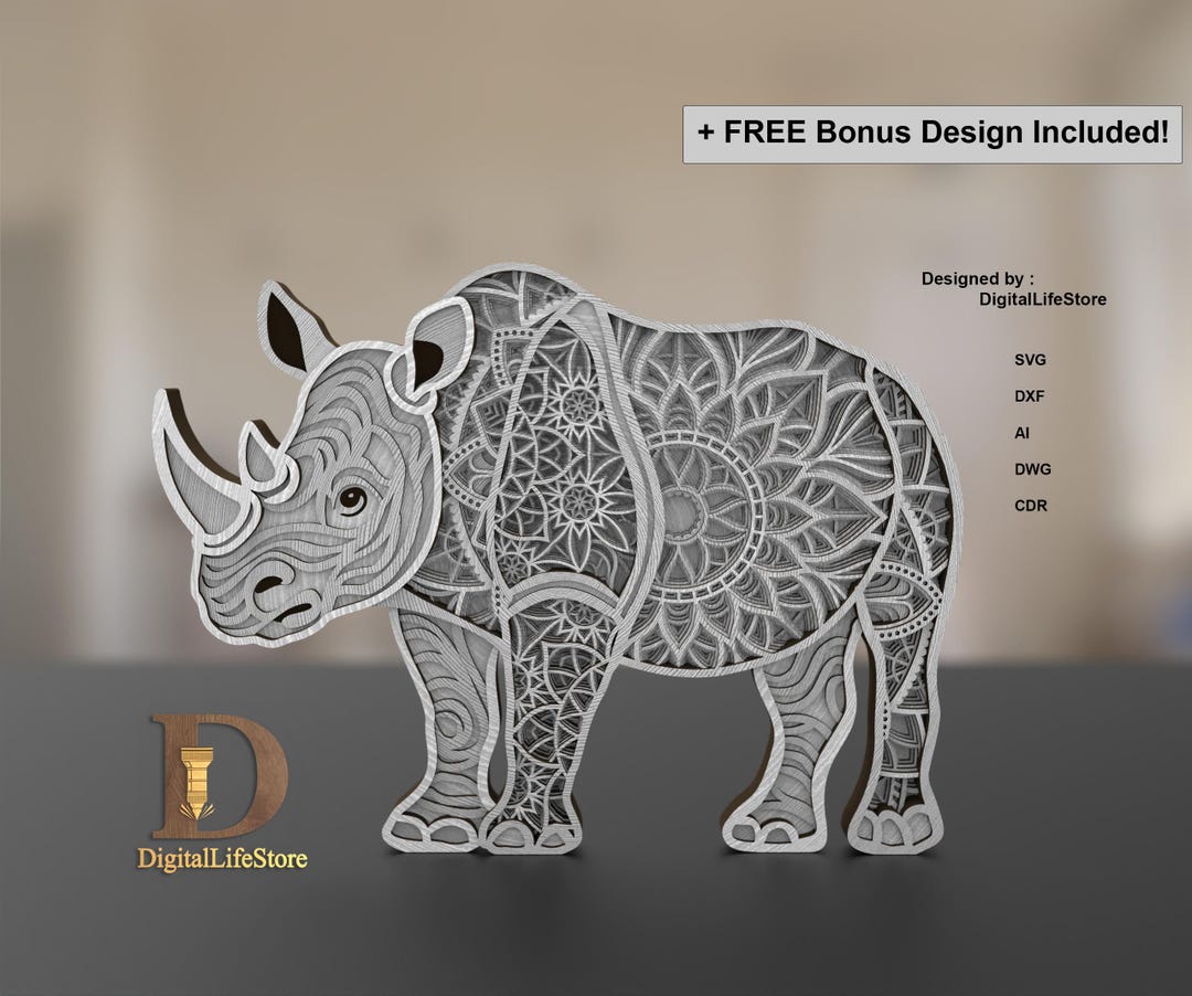 Rhino Multilayer Laser Cut Files,laser Cut,cnc Router Files,cricut ...