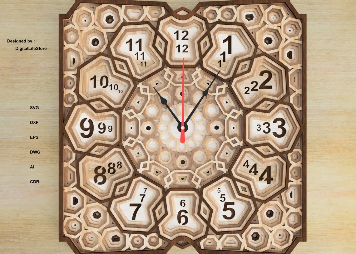 Reloj en capas archivos cortados por láser cnc corte láser - Etsy España
