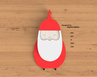 Layered Santa Ornament SVG Laser Cut Files (Digital Download)