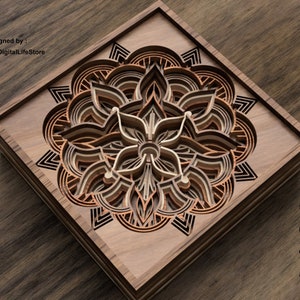 file di taglio laser Mandala a strati svg, file di taglio laser CNC, file router CNC, file Mandala tagliati al laser, file Cricut svg, file di taglio laser Mandala con seghetto alternativo