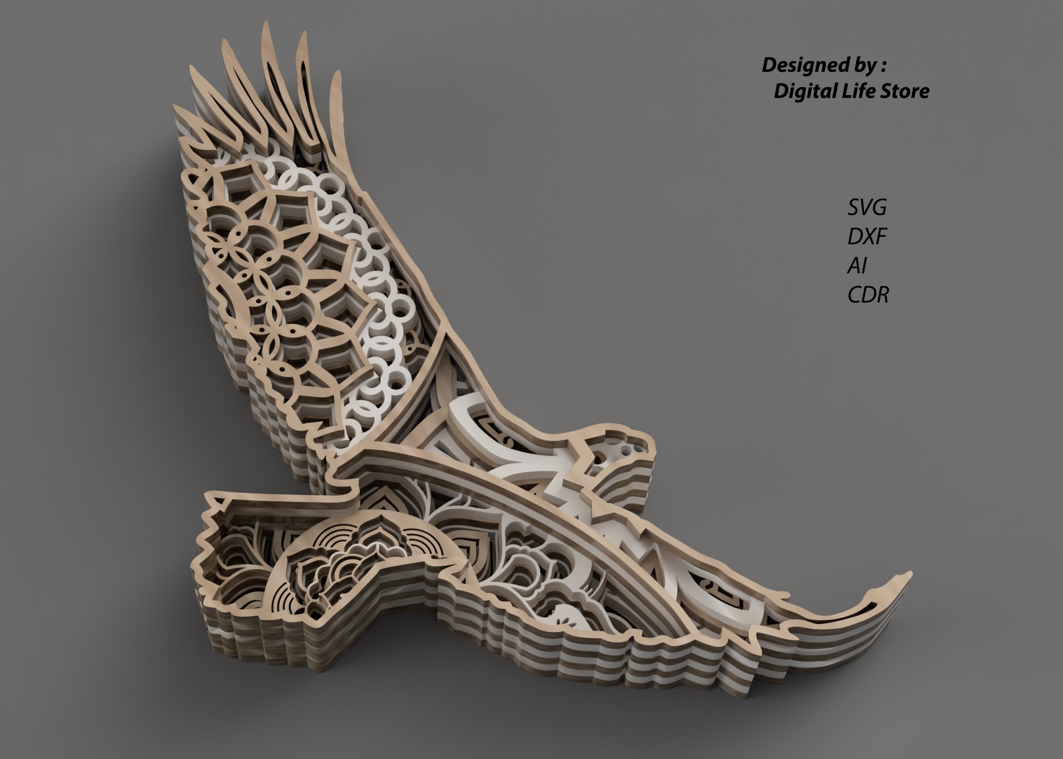 Layered Eagle Mandala Laser Cut Files – 7 Layer SVG Glowforge Files ...