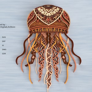 Jellyfish layered mandala laser cut files svg dxf,laser cut,cnc files,Glowforge cricut files,layered  mandala Jellyfish laser cut files