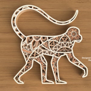 Gelaagde Mandala aap laser gesneden bestanden SVG, CNC-bestand laser gesneden Mandala, glowforge cricut gesneden bestanden, lasersnijden Mandala aap laser gesneden bestand