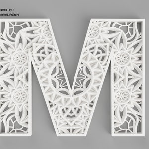 M Layered Letter mandala svg,LASER CUT FILES,laser cut alphabet,cnc router file,laser layered mandala svg,layered letter svg laser cut files