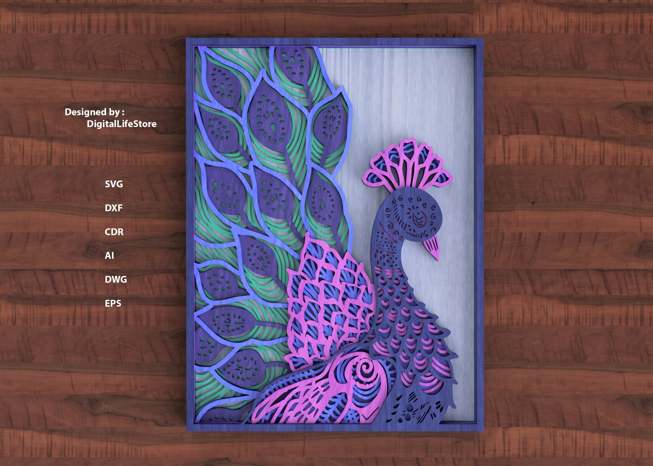 layered peacock mandala svg,laser cut files,laser cut,cnc cricut files,cnc files,glowforge files,laser cutting files,peacock laser cut file