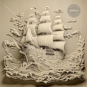 ship 3d Illusion laser engraving files with glowforge setting ,ship engraving file laser cut files