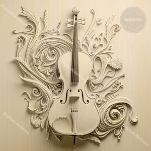Fichiers de gravure laser 3D Illusion pour violon, gravure de violon, gravure par forge luminescente, fichiers découpés au laser