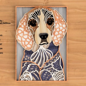layered mandala dog laser cut files,cnc router cut svg dxf cricut,glowforge laser cut vector Mandala layered engraving dog laser cut file