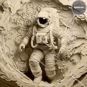 File di incisione laser Astronauta 3d Illusion con impostazione Glowforge, file di incisione astronauta, file tagliati al laser